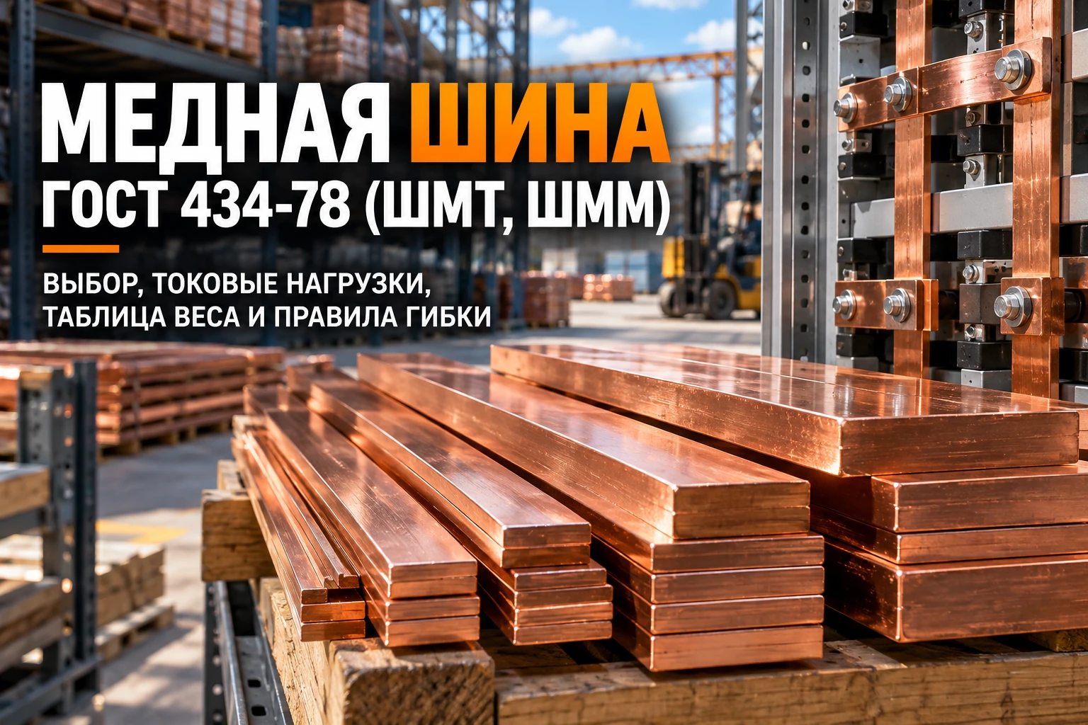 Медная шина ГОСТ 434-78 (ШМТ, ШММ): выбор, токовые нагрузки, таблица веса и правила гибки в Казахстане